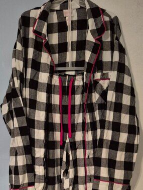 Wondershop Pajama Set Pajamas LS Top Long Pants Black White Plaid Men's Size XXL